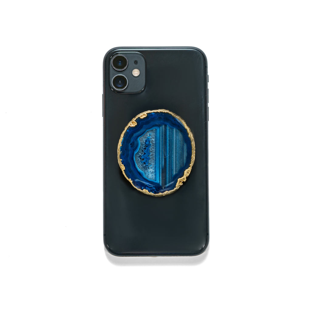 Agate Slice Phone Grip with Gold Trim