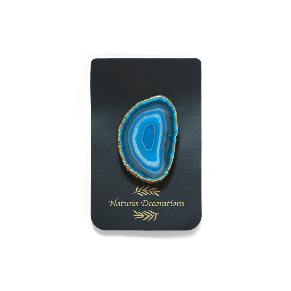 Agate Slice Phone Grip with Gold Trim