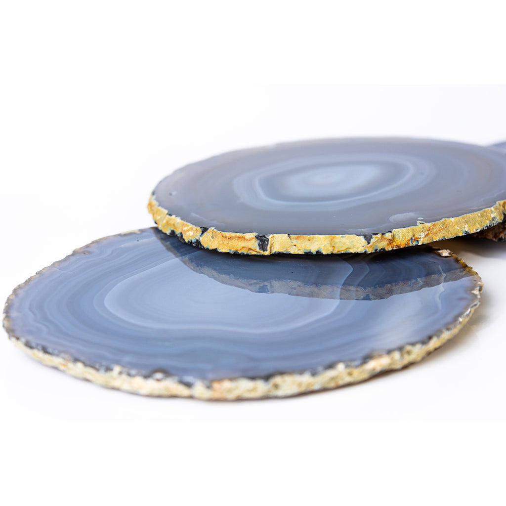 Agate Coasters with Natural Trim, Set of 4