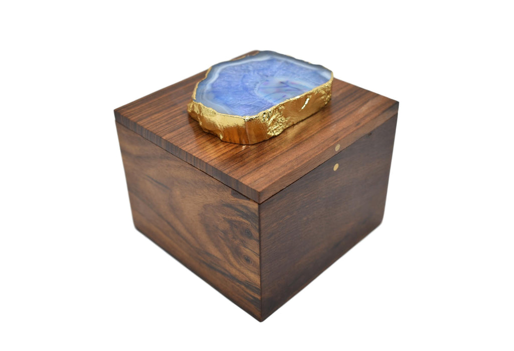 Square Wooden Box with Agate Top 