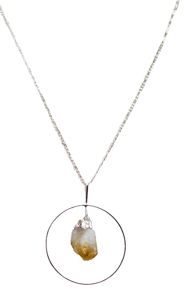 Silver Circlet with Small Raw Crystal on Silver Chain 