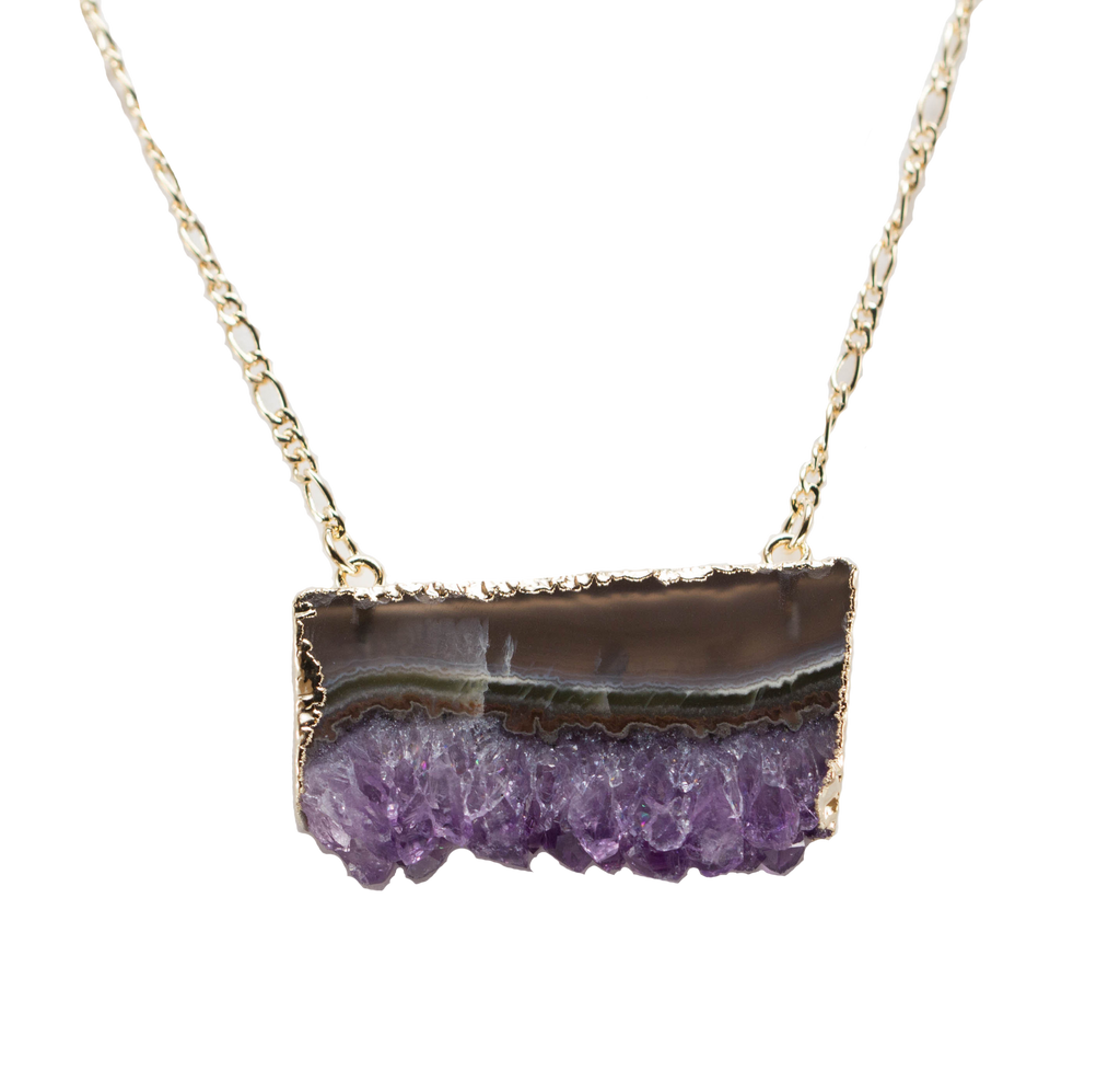 Amethyst Horizontal Slice Necklace 