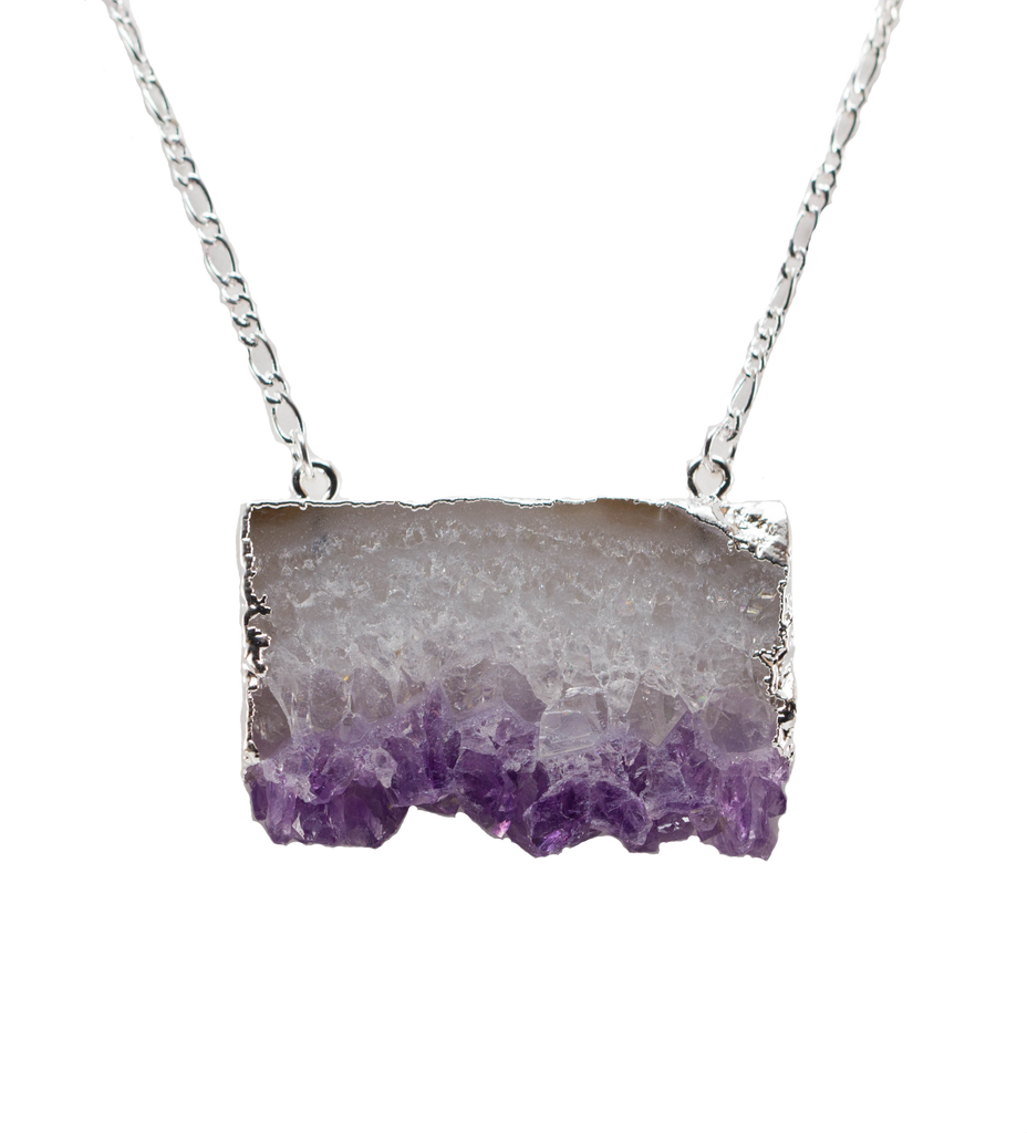 Amethyst Horizontal Slice Necklace 
