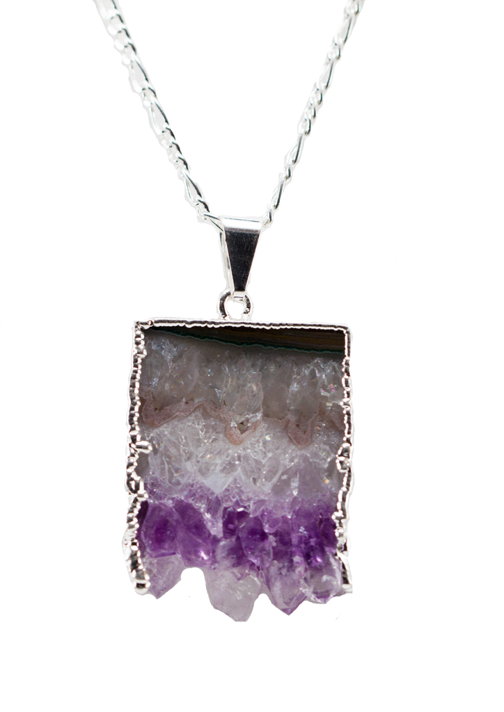 Amethyst Horizontal Slice Necklace 