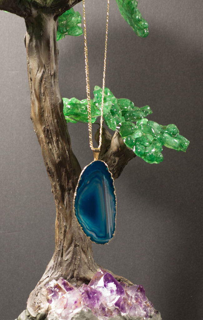 Agate Slice Pendants Gold 