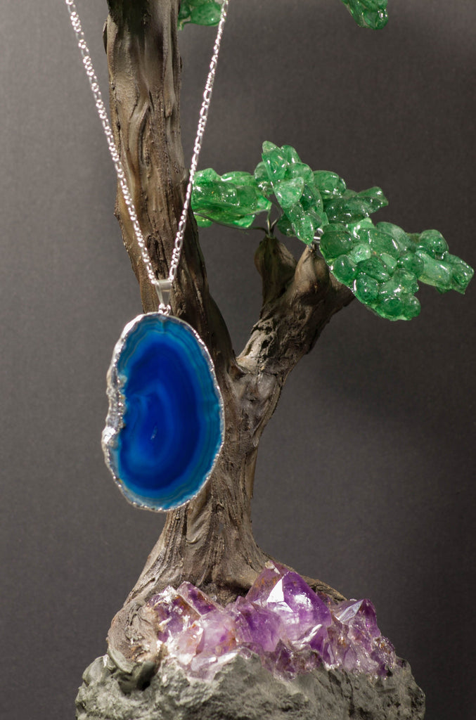 Agate Slice Pendant Silver 