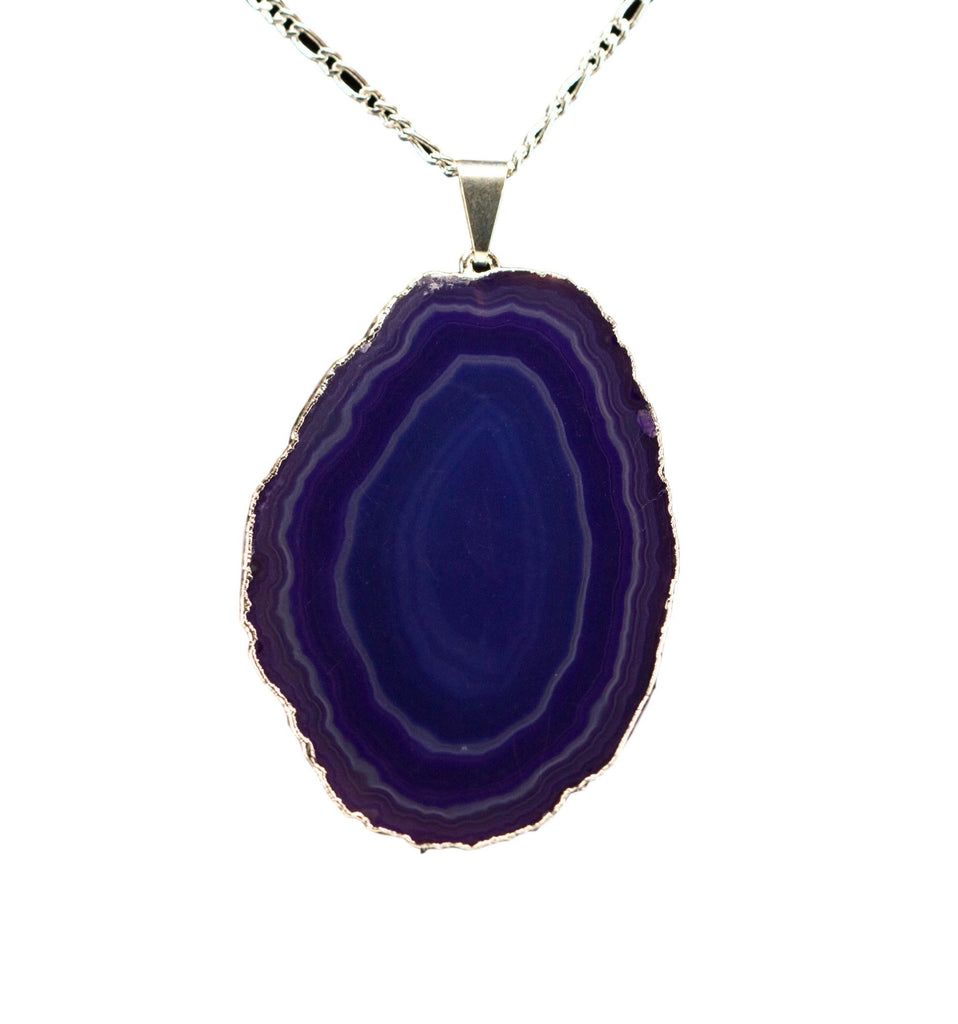 Agate Slice Pendant Silver 