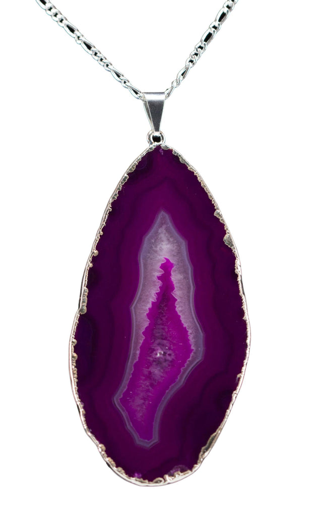 Agate Slice Pendant Silver 
