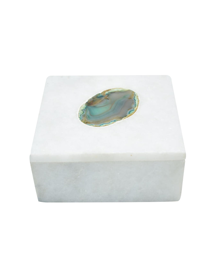 Marble Box with Agate Engraved