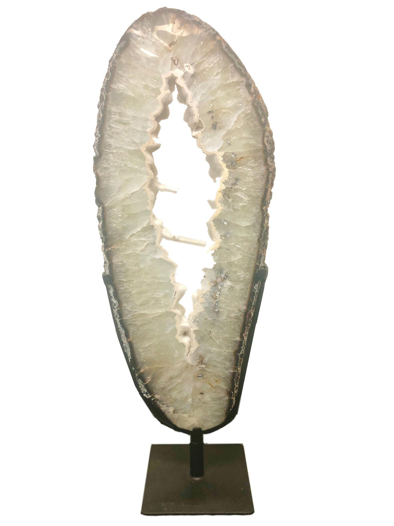 Agate Slab on Metal Stand 