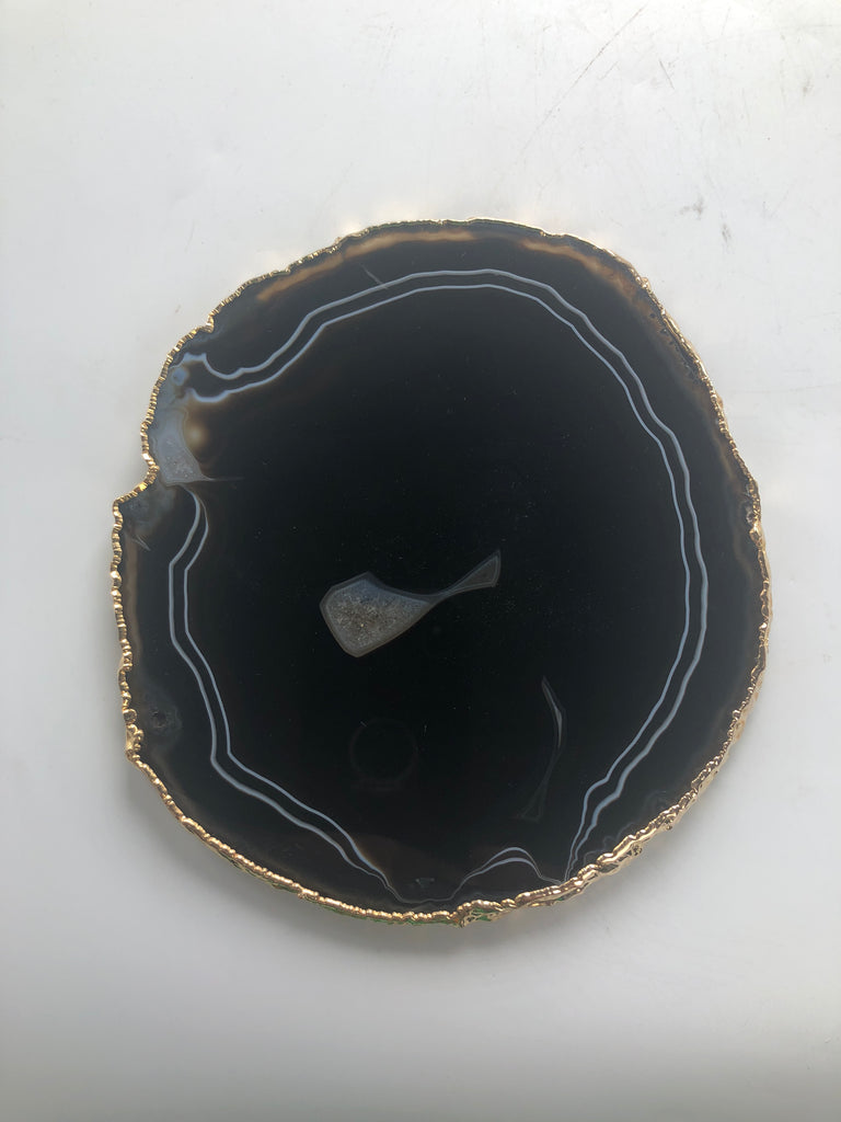 Agate Thin Serving Plate with GOLD Trim 