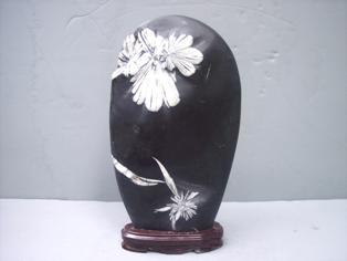 Chrysanthemum Stone in Wood Base 