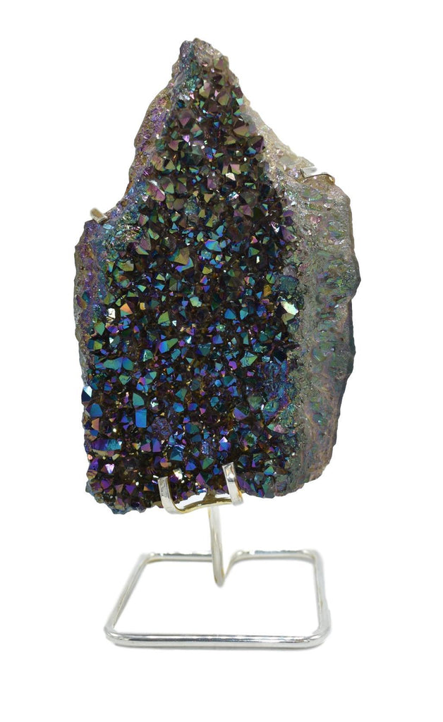 Metalized Amethyst Cluster on Wire Stand 