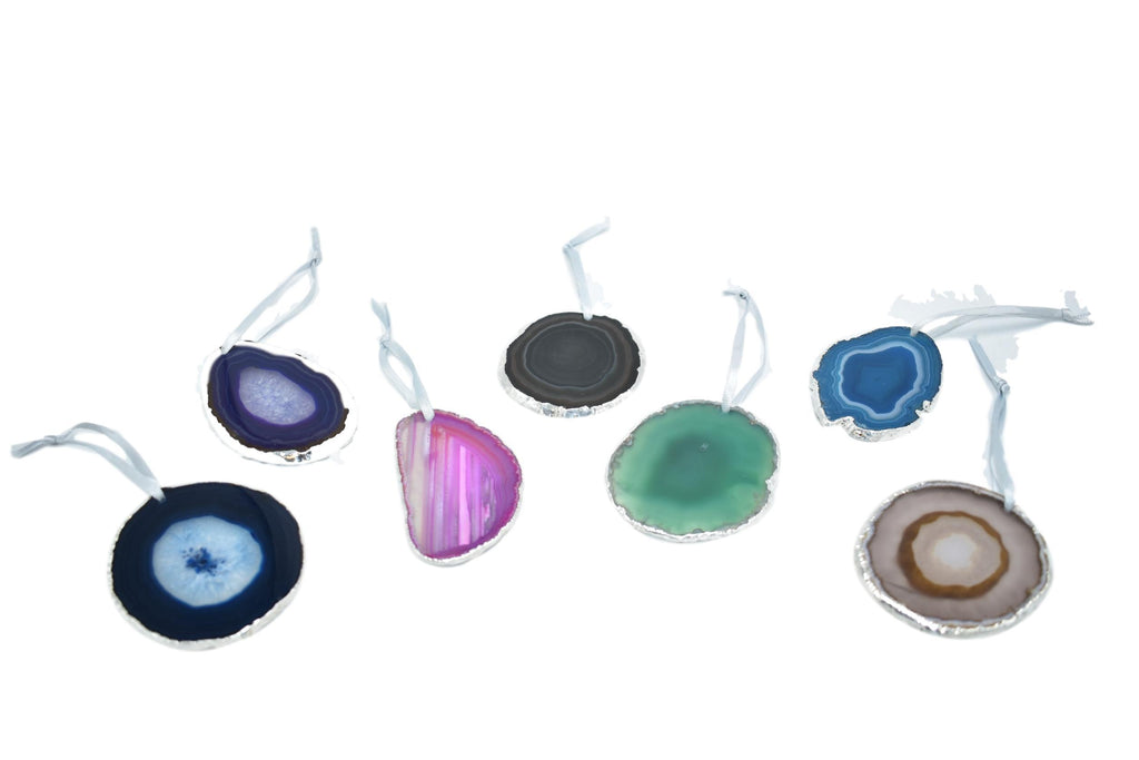 Agate Ornament with Silver Electroplating 
