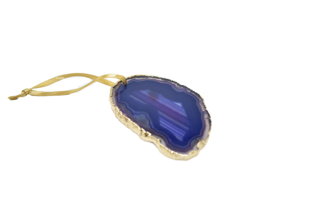 Agate Ornament with Gold Electroplating 