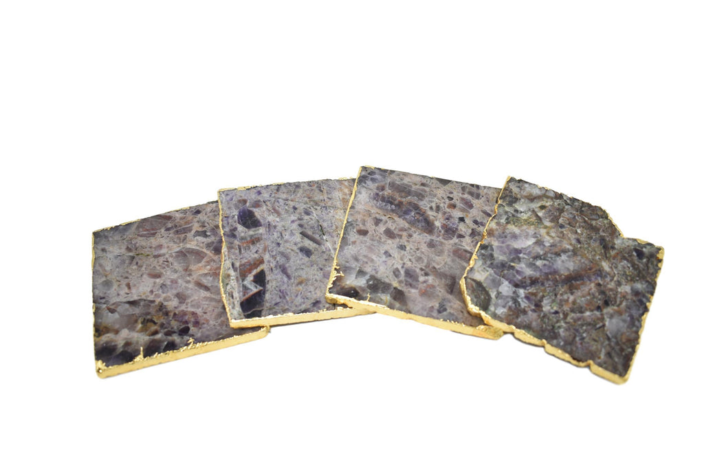 Square Coasters with Gold Trim, Set of 4 