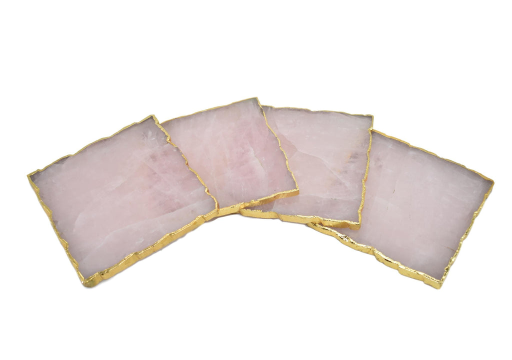 Square Coasters with Gold Trim, Set of 4 