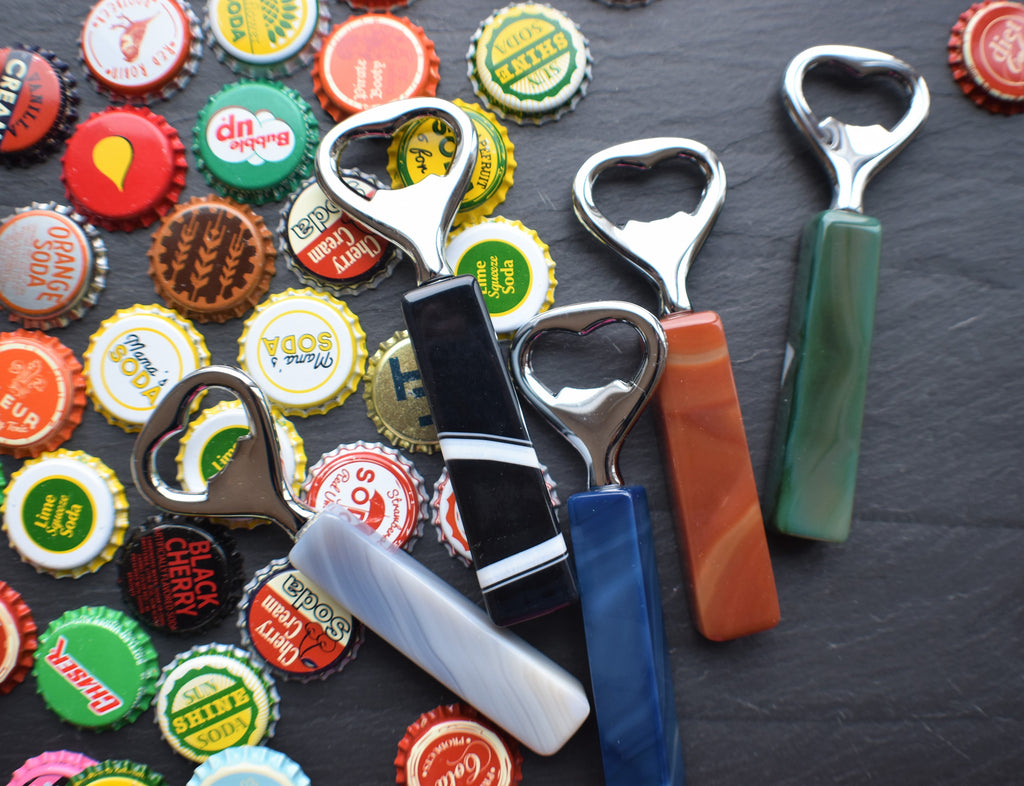 Natural Stone Trim Agate Bottle Opener 