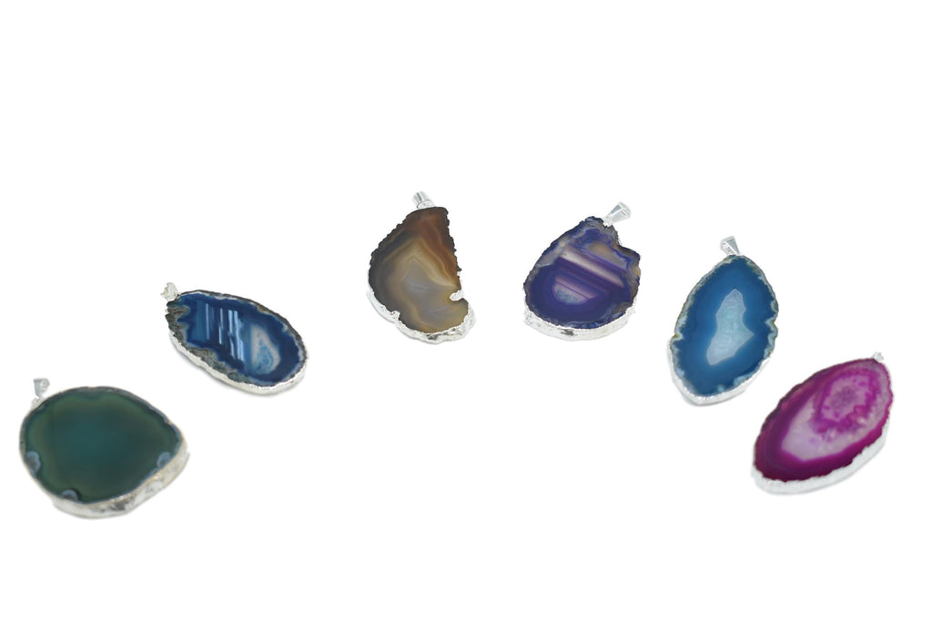 Agate Slice Pendant Silver 