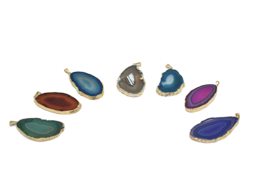 Agate Slice Pendants Gold 