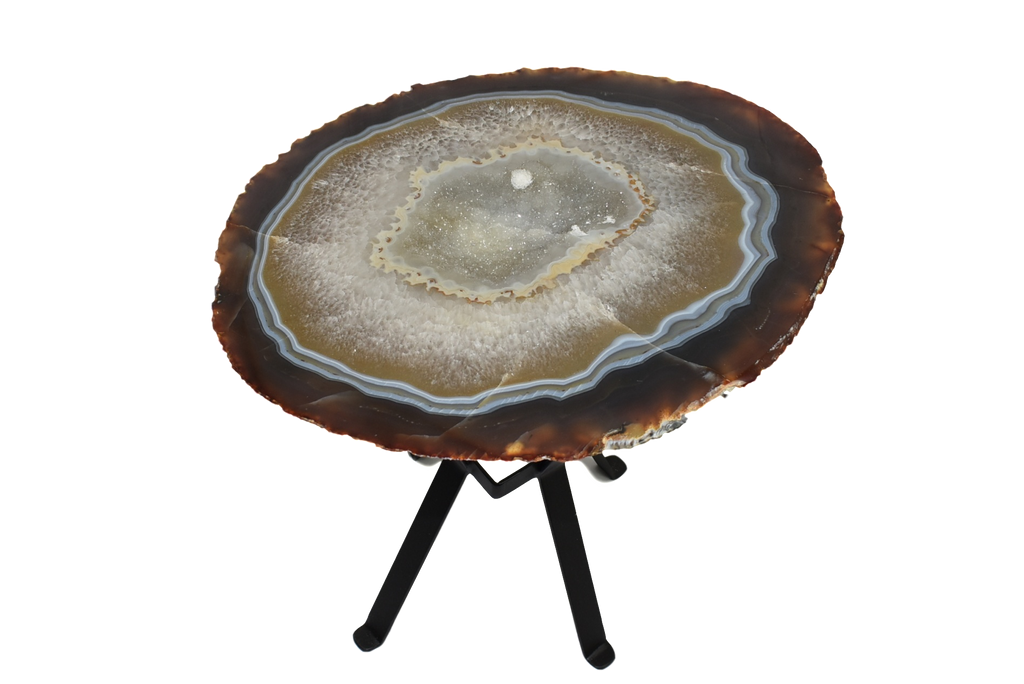 Agate Side Table Medium Brown and Black 