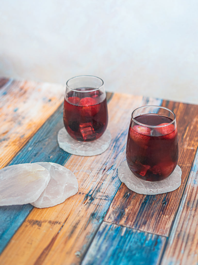 Rose Quartz Coasters with Natural Trim, Set of 4