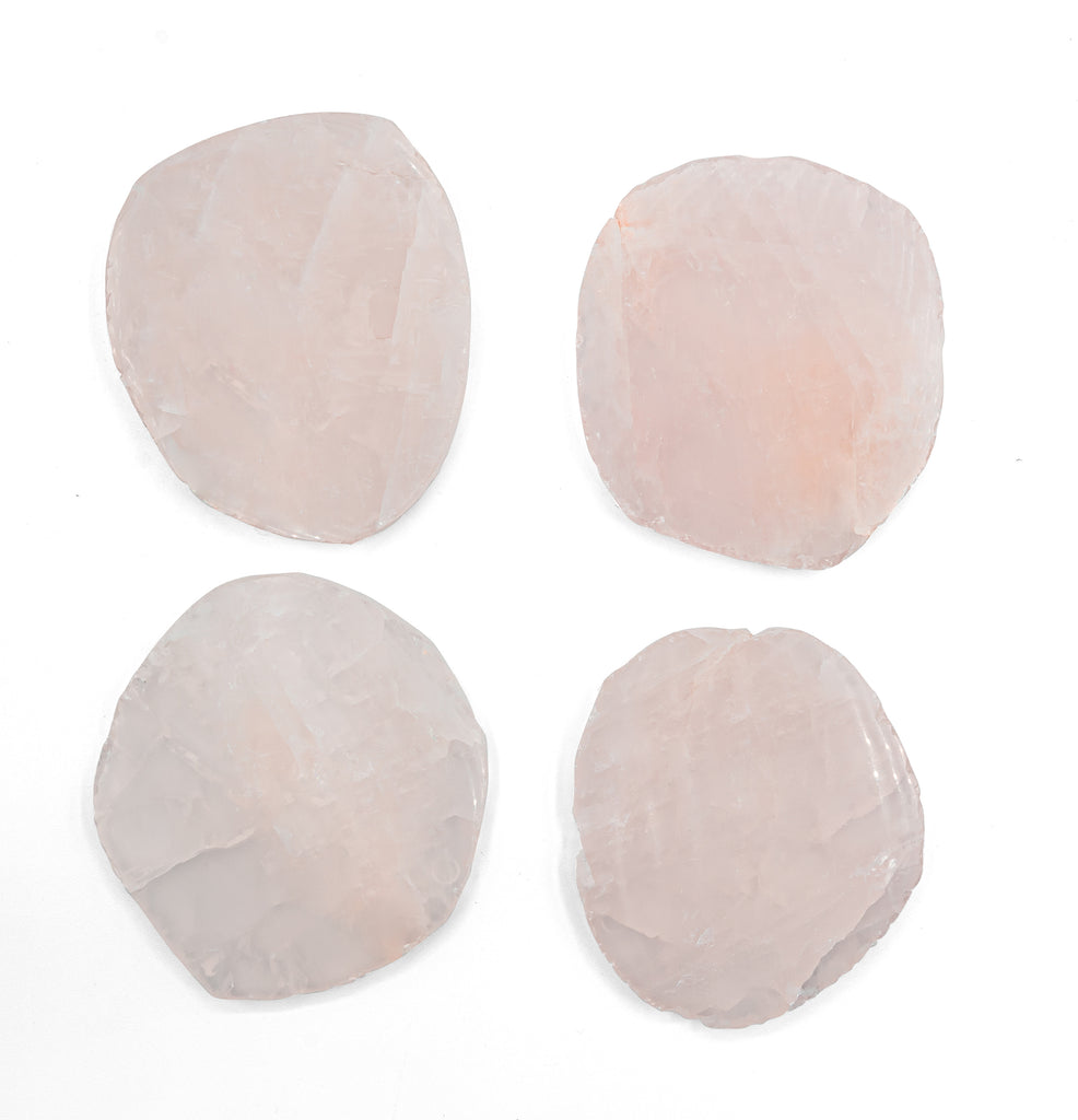 Rose Quartz Coasters with Natural Trim, Set of 4