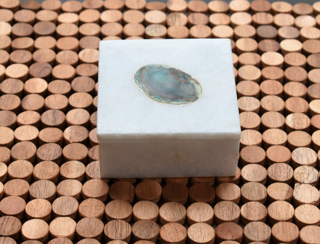 Marble Box with Agate Engraved