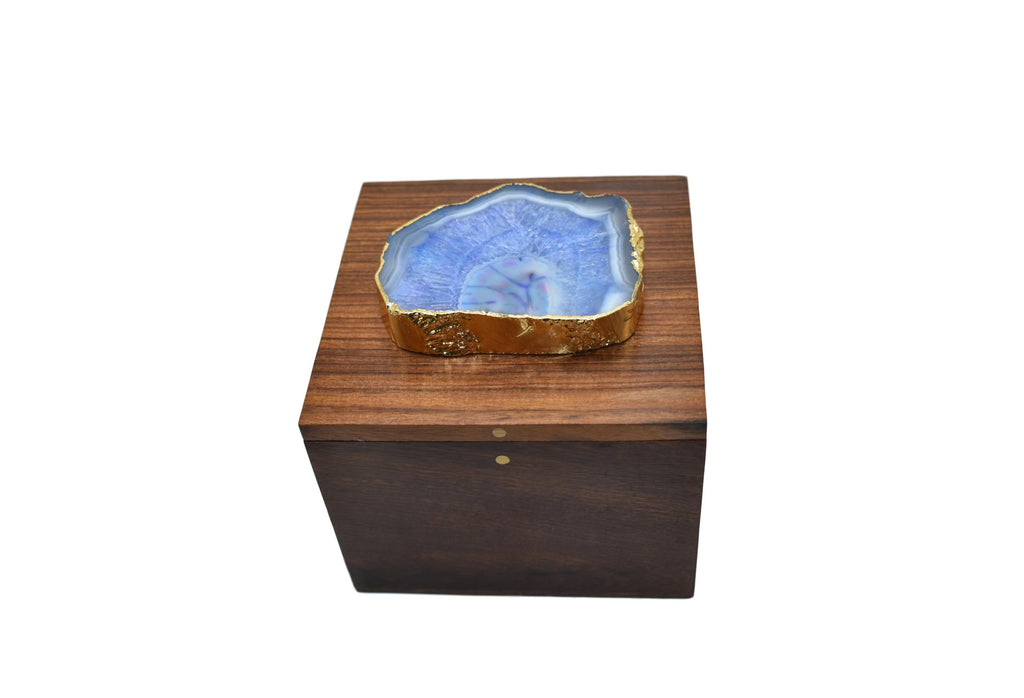 Square Wooden Box with Agate Top