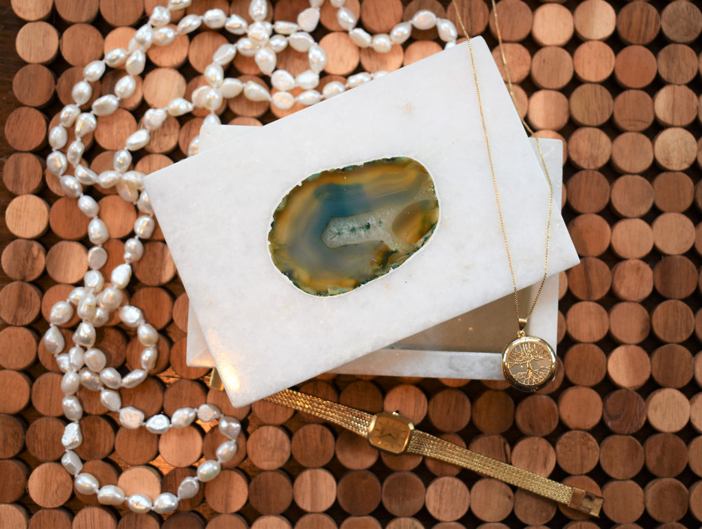 Marble Box with Agate Engraved